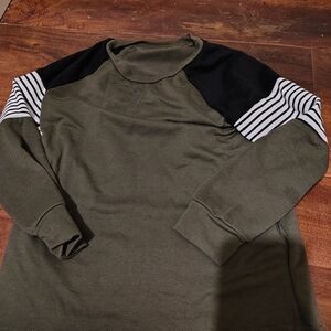 Olive Green and Black Striped Sweatshirt